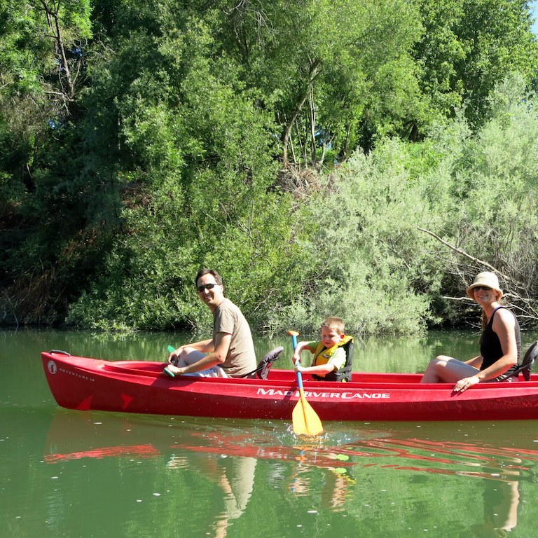 Family kayaking in Northern California.